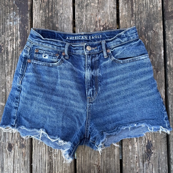 American Eagle Outfitters Pants - American Eagle Outfitters Blue Frayed-Hem Jean Shorts